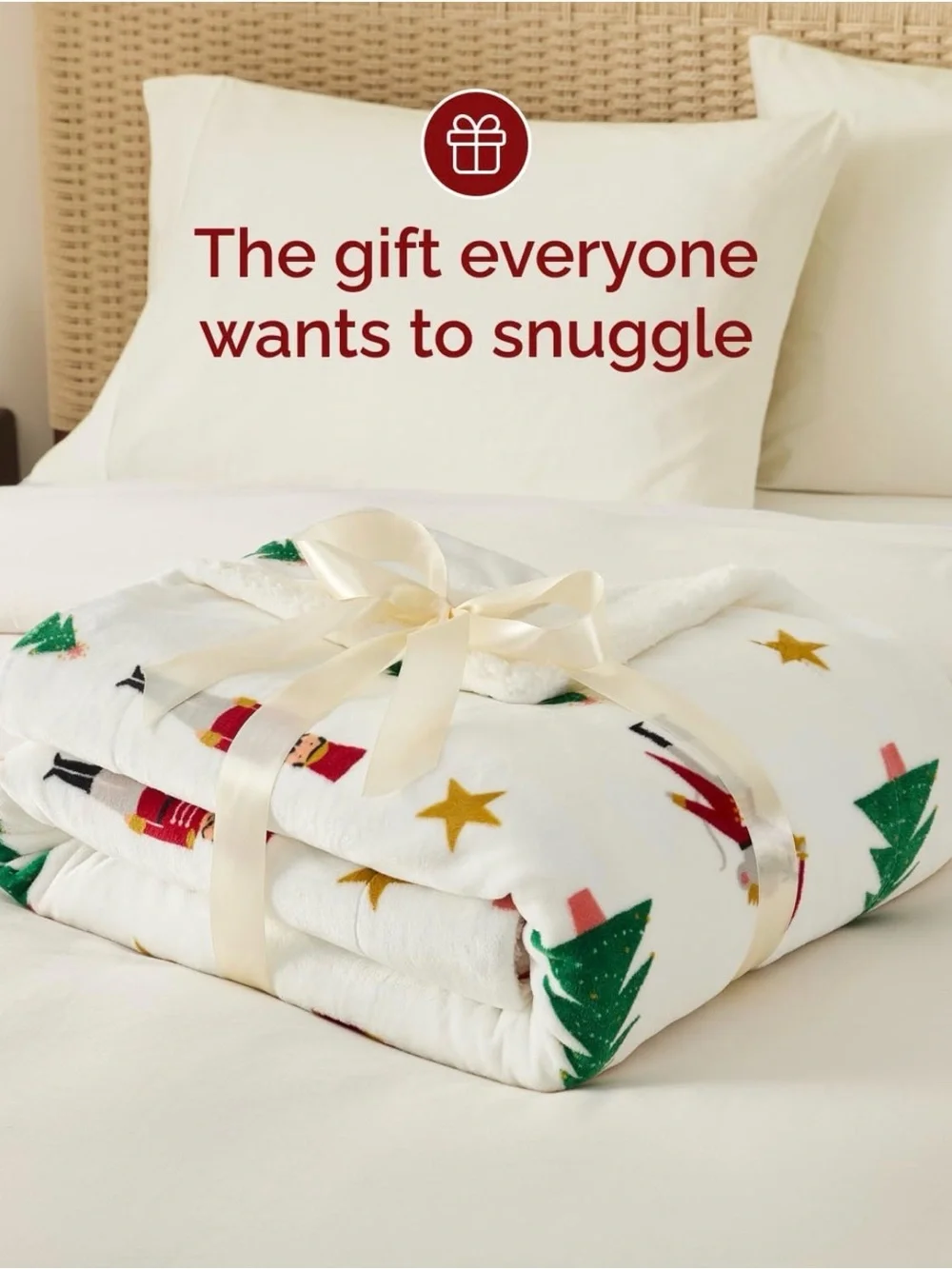 White Holiday The Nutcracker Sherpa Throw Blanket. Size 50”x 60”.